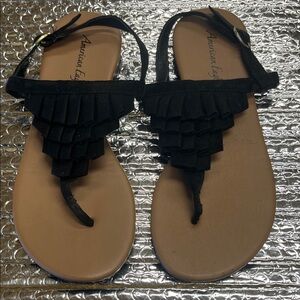 American Eagle Outfitters Black Ruffle Sandals